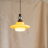 אור תליון לחדר אוכל זכוכית בז' בסגנון ימי הביניים