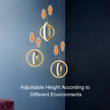 אור תליון גיאומטרי זהב 2 טבעות LED תלייה מפליז