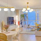 נברשת חדר מגורים בכדורי כותנה מעץ יצירתי