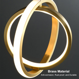 אור תליון גיאומטרי זהב 2 טבעות LED תלייה מפליז