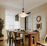 אור תליון לחדר אוכל זכוכית בז' בסגנון ימי הביניים